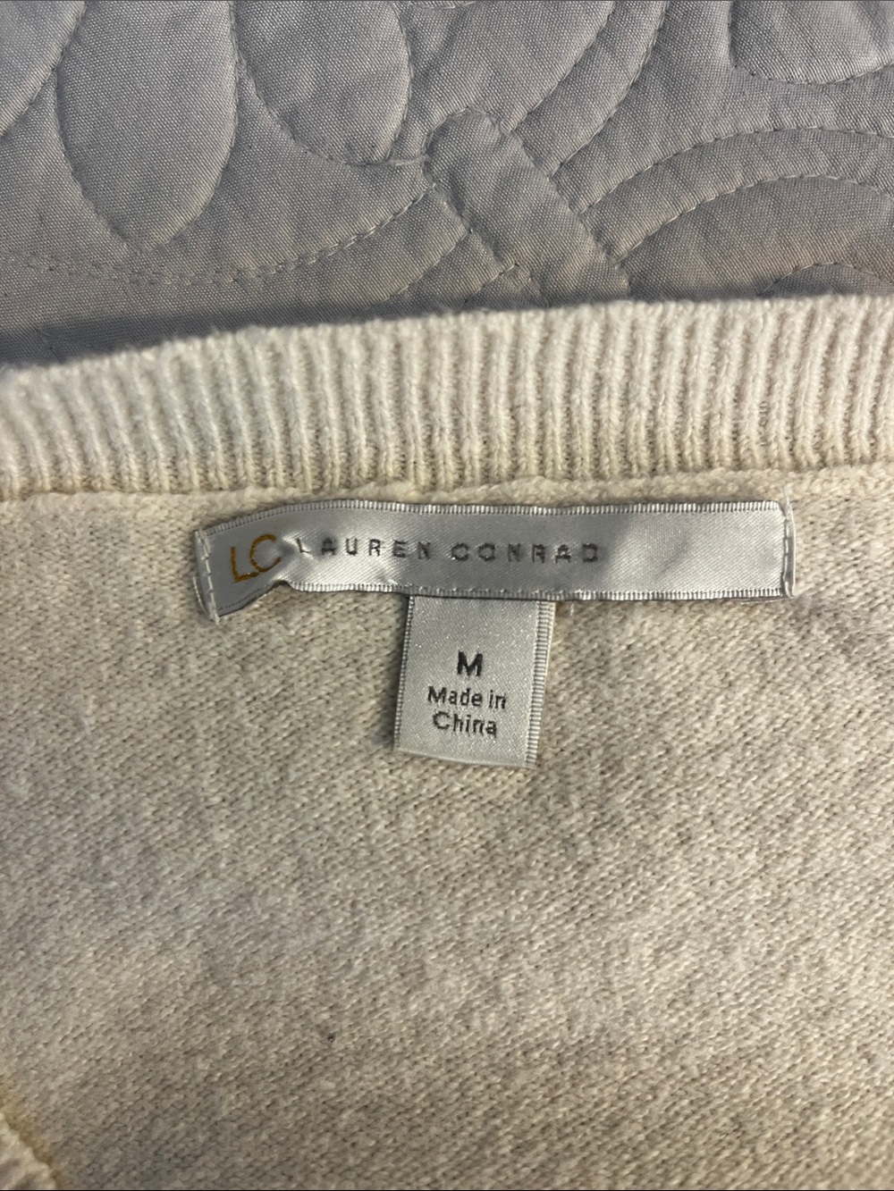 LC Lauren Conrad Cream Crewneck Sweater with Pastel Bird Motif - Picture 4 of 6
